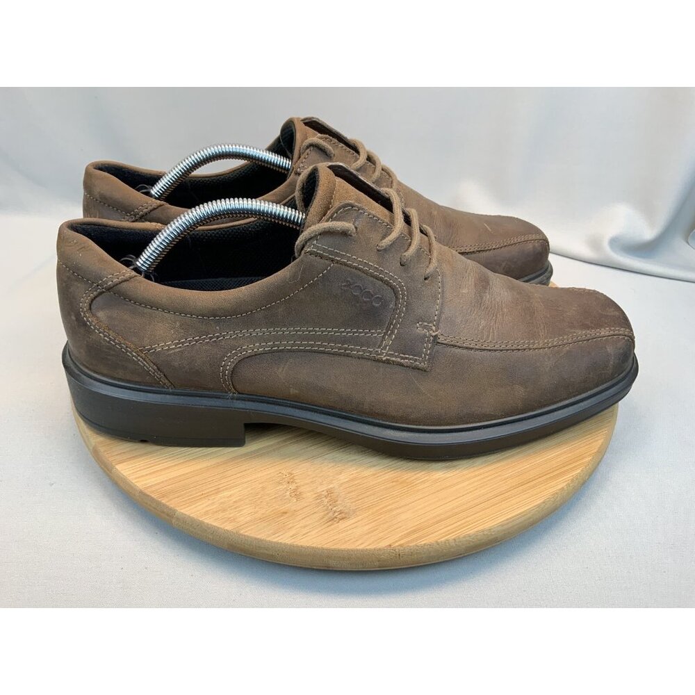 Ecco Helsinki Oxfords 11 Men's Distressed Leather Brown Bike Toe